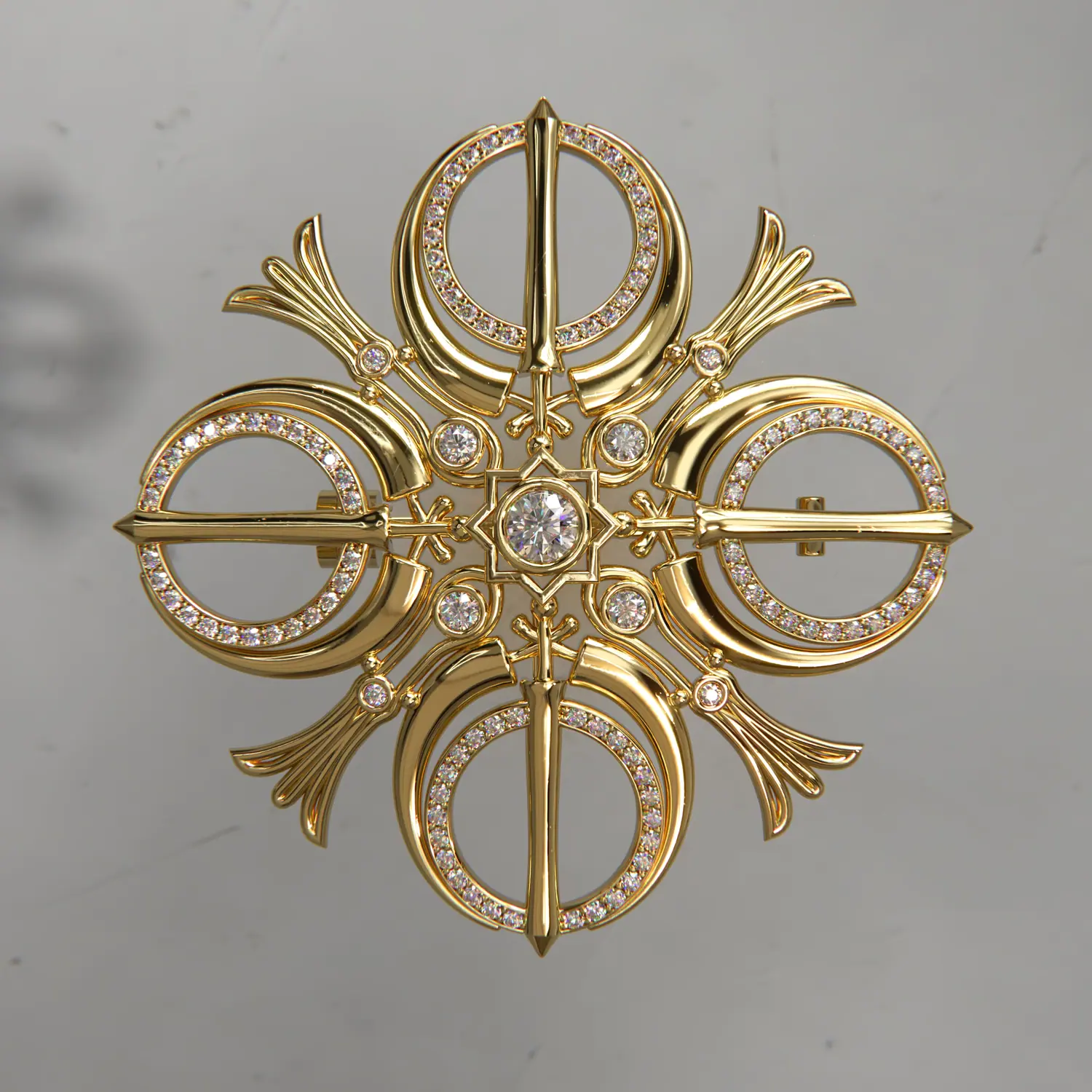 Render of the Adi Shakti brooch from above