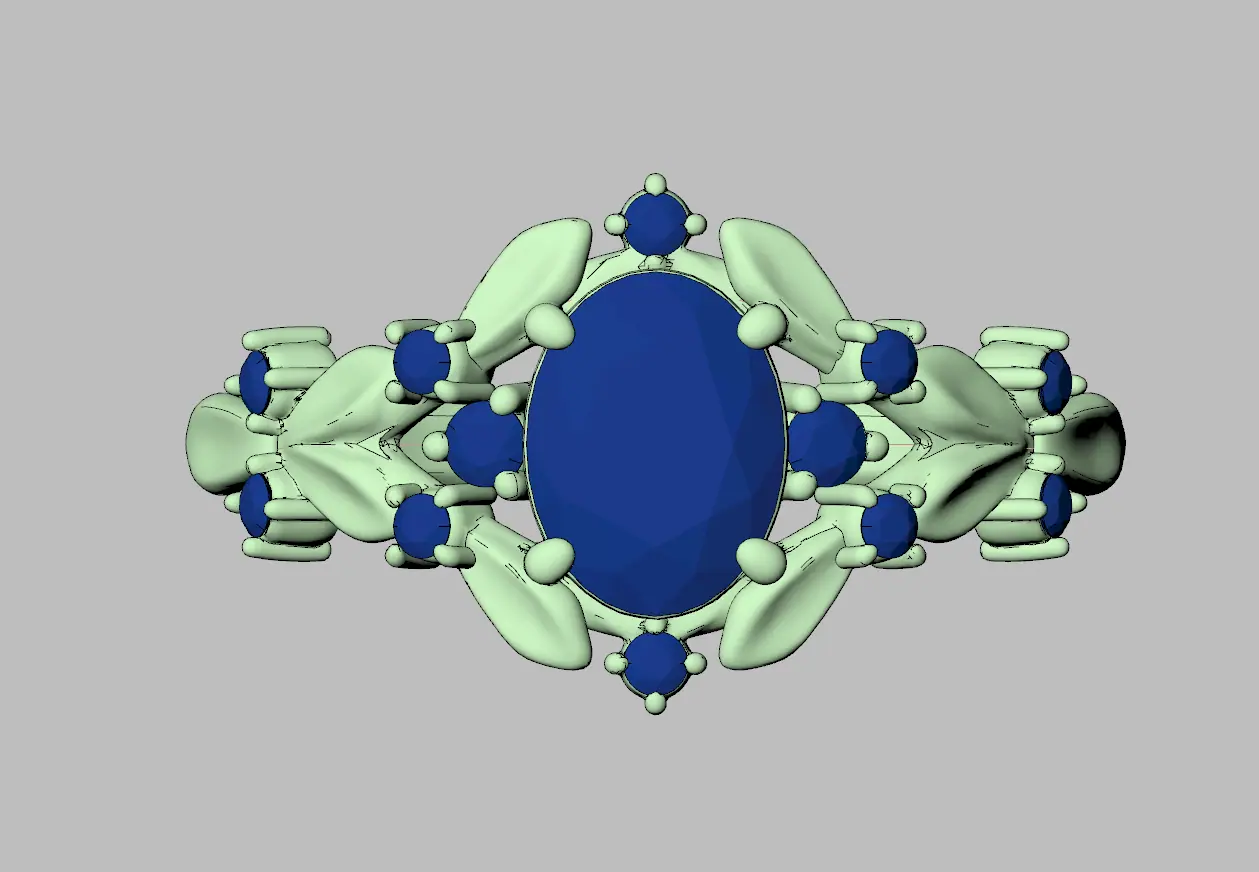 CAD model of a floral oval ring