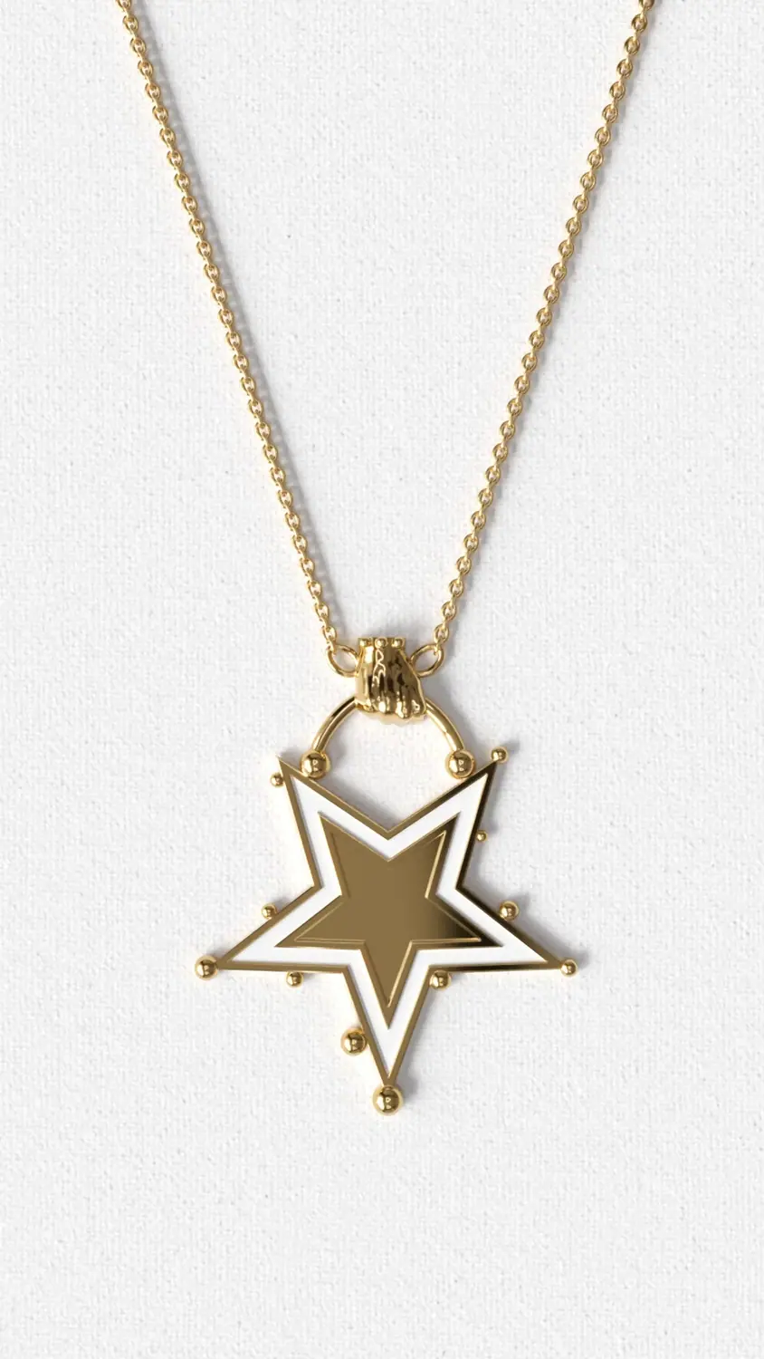 Star pendant with white enamel inlay