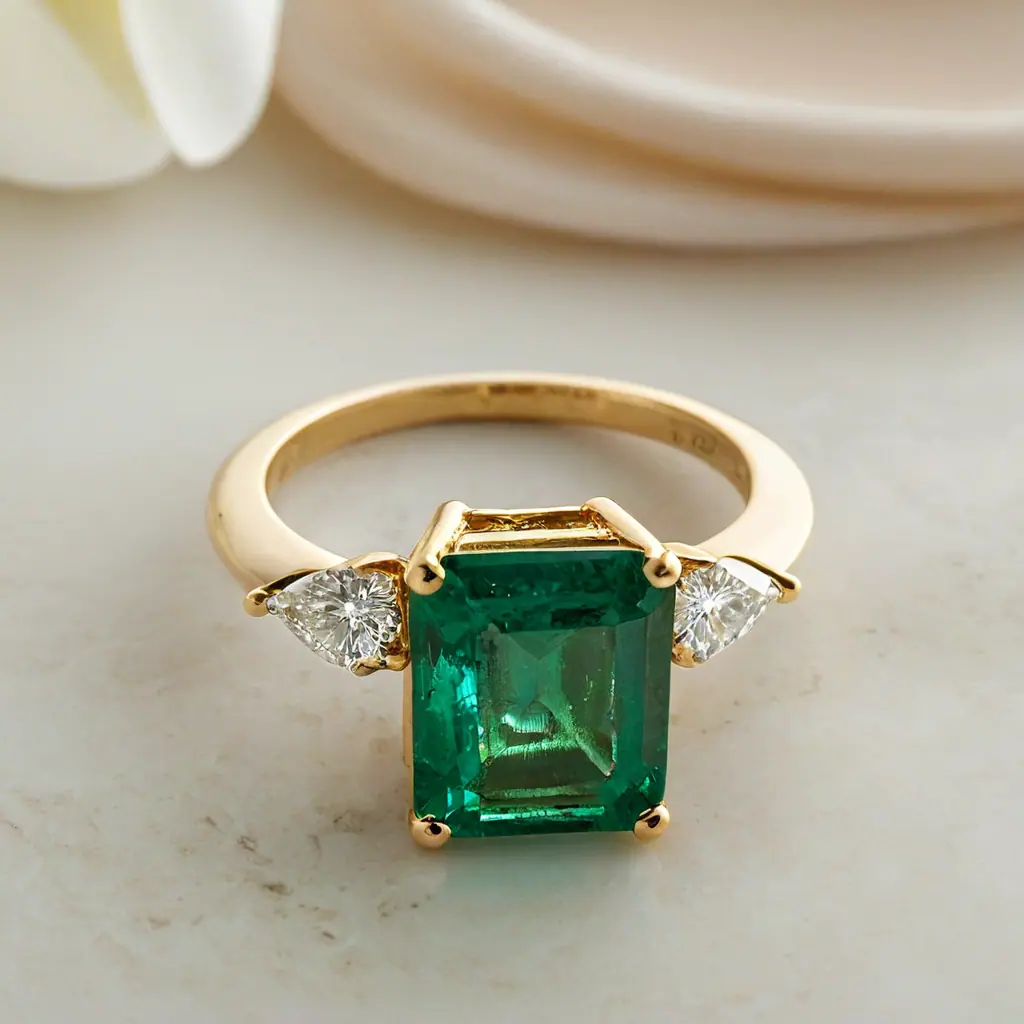 AI-assisted visualization of the finished emerald ring